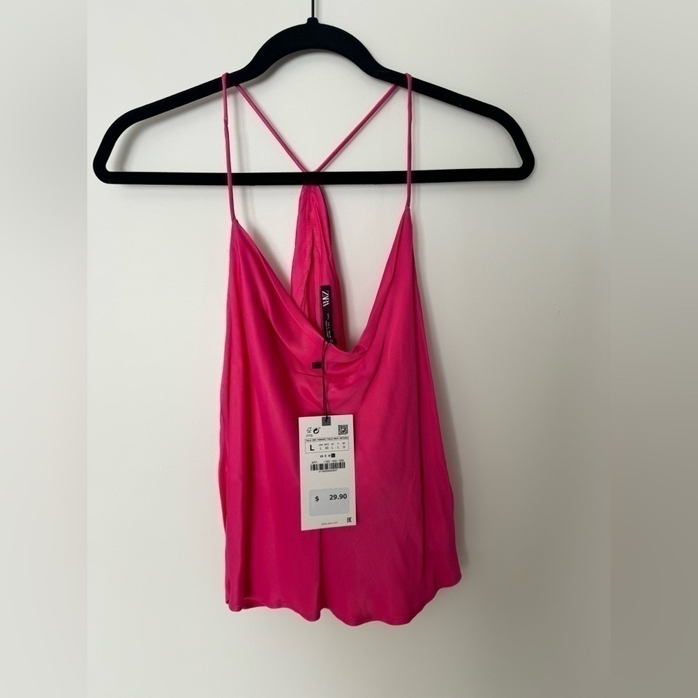 Zara Hot Pink Satin Top - Picture 4 of 5